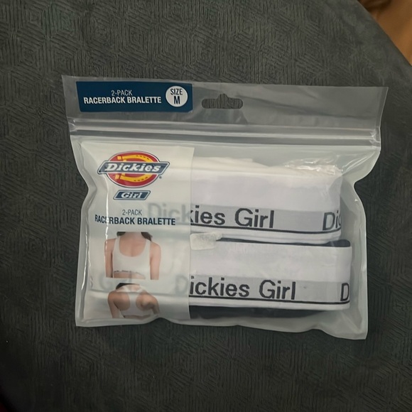 Dickies girl pack of 2 racerback bralettes I'm med. One black and one white - Picture 1 of 4